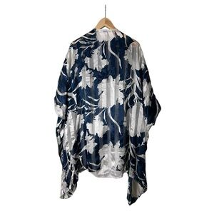 Venus Blue Silk Caftan Short Dress S